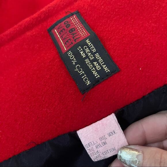 Vtg Wool Cherry Red Regency Velvet Collar Old Money Luxury Timeless Midi Coat L - Picture 6 of 8